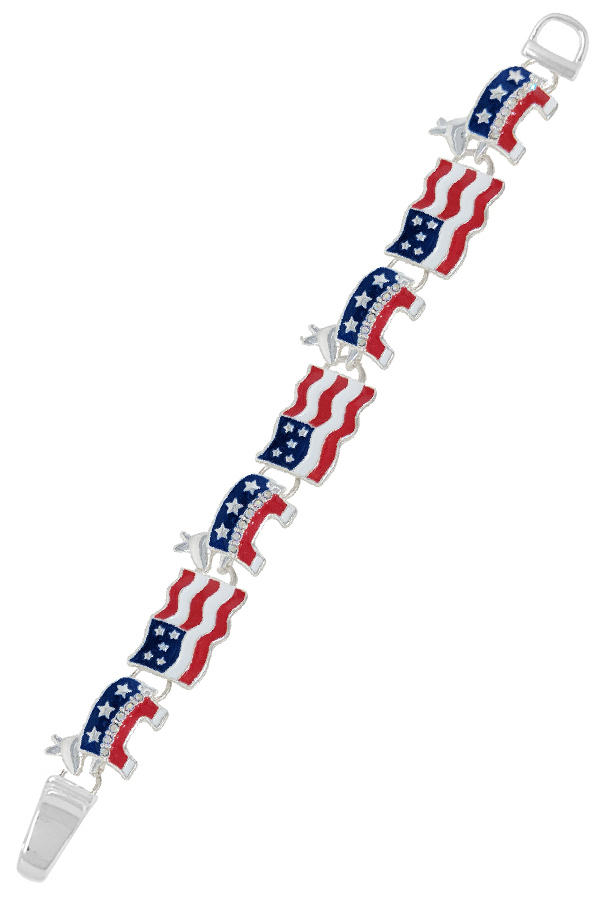 PATRIOTIC THEME AMERICAN FLAG DEMOCRATIC DONKEY MAGNETIC BRACELET