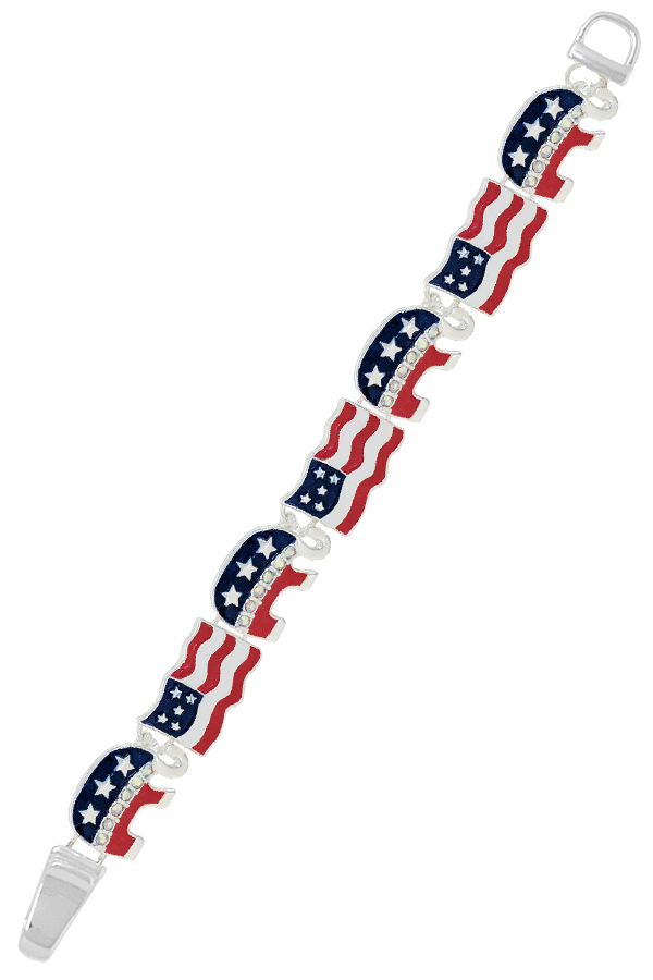 PATRIOTIC THEME AMERICAN FLAG REPUBLICAN ELEPHANT MAGNETIC BRACELET