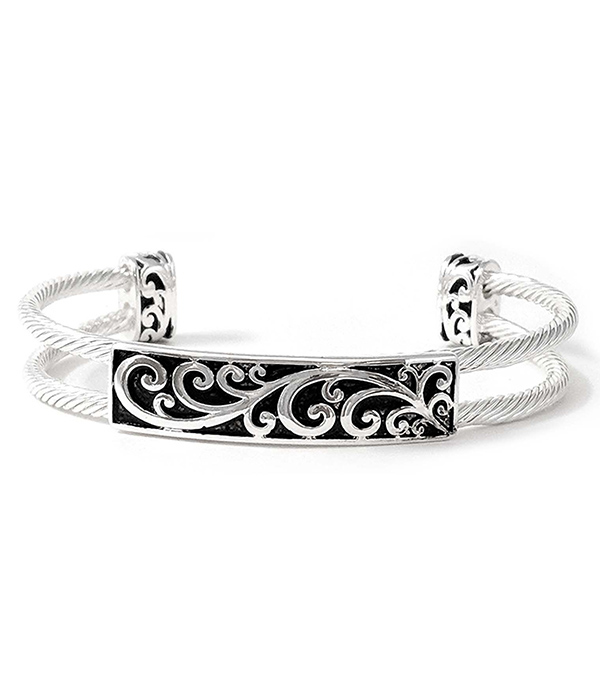 Designer textured and metal rope bangle bracelet