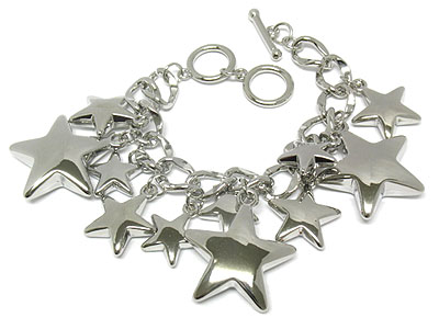 Multi metal star chain toggle bracelet