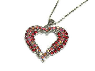 Boutique style crystal dual heart necklace