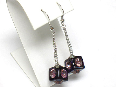 Crystal big eye stud acryl cube drop earring