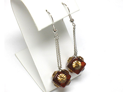 Crystal big eye stud acryl cube drop earring