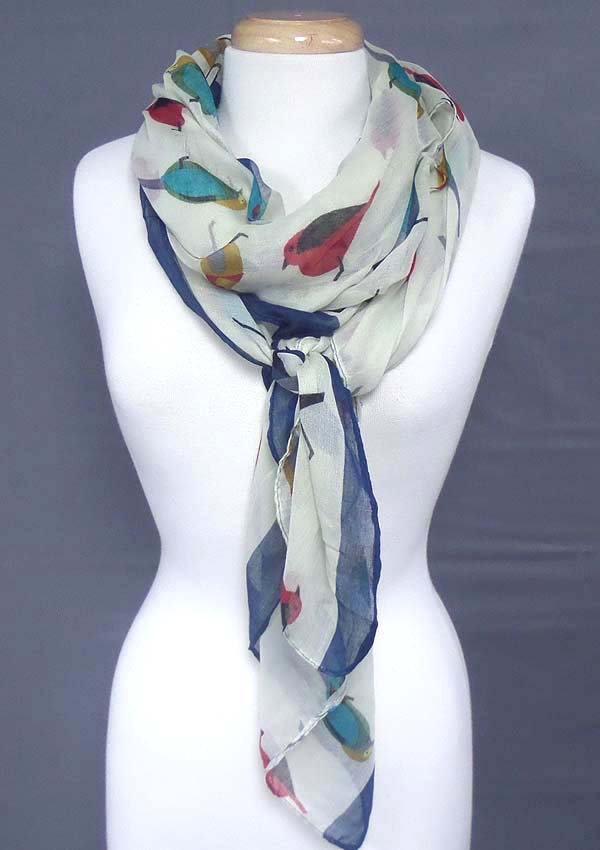 Multi bird pattern scarf