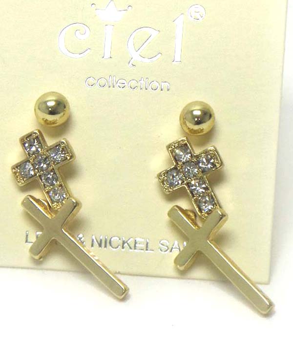 Crystal cross earring set of 3
