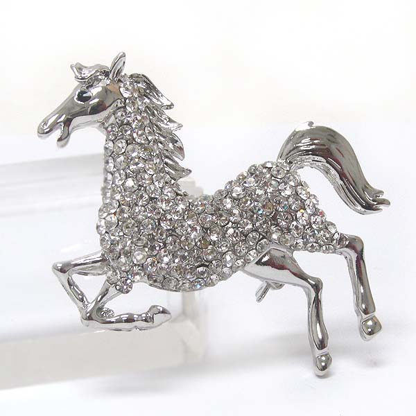 Crystal horse pin or brooch