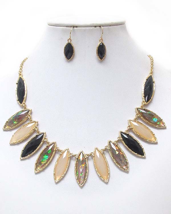 Abalone finish multi arrowhead stone necklace earring set