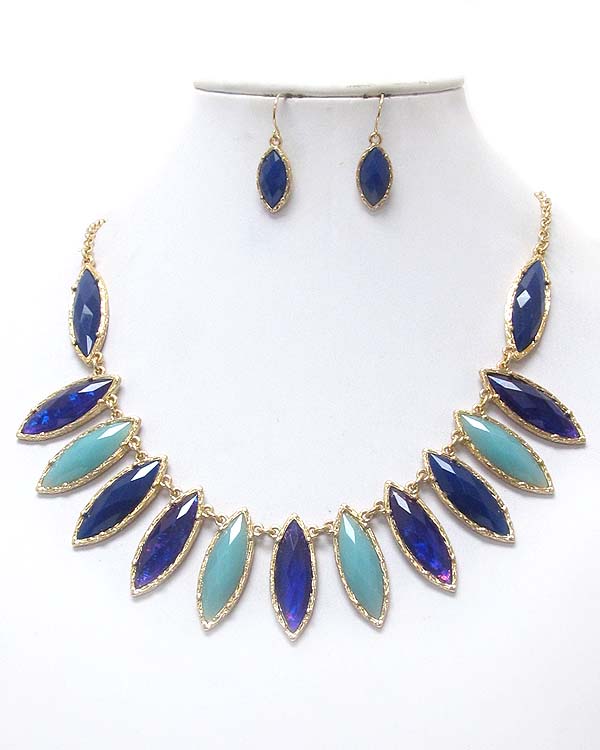 Turquoise and nany blue arrowhead stone necklace earring set