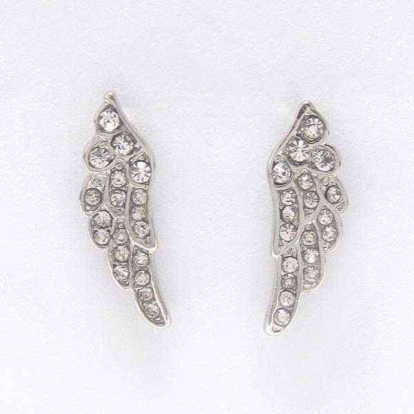 Premier electro plating crystal angel wing earring