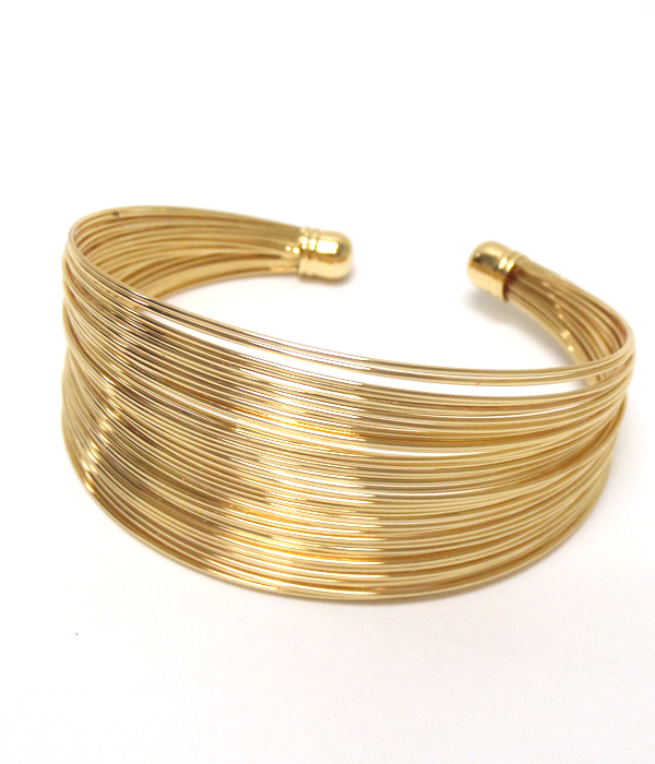 Multi metal wire tapered cuff bangle bracelet 
