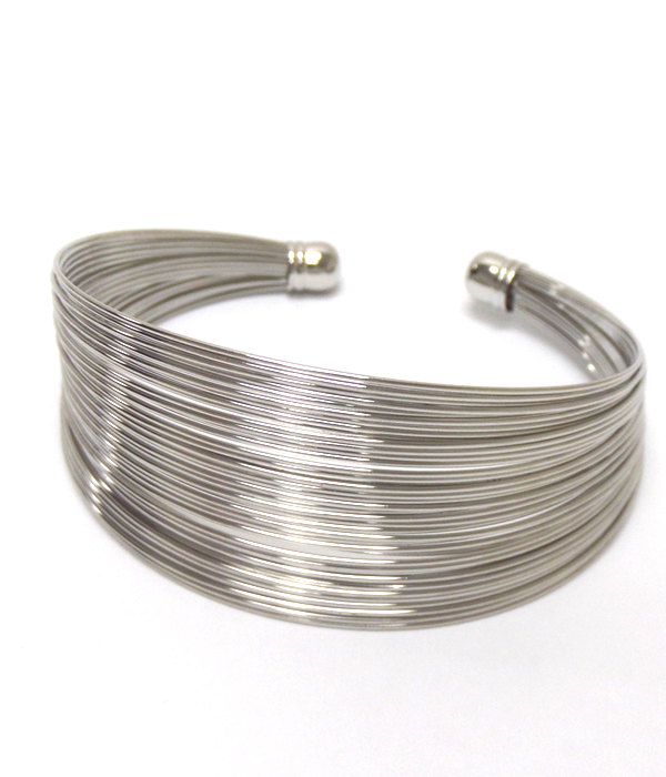 Multi metal wire tapered cuff bangle bracelet 