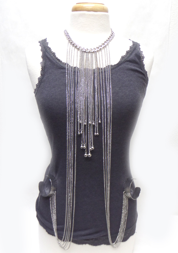 Multi fine chain slave body chain with cuff bangle