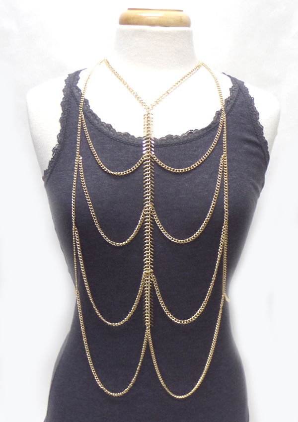 Multi hanging metal body chain