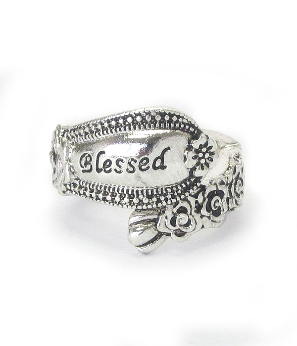 RELIGIOUS INSPIRATION UTENSIL SPOON  TEXTURE STRETCH RING
