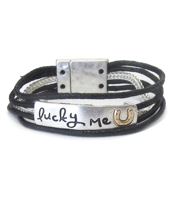 Inspiration message wax cord chain magnetic bracelet - dream big