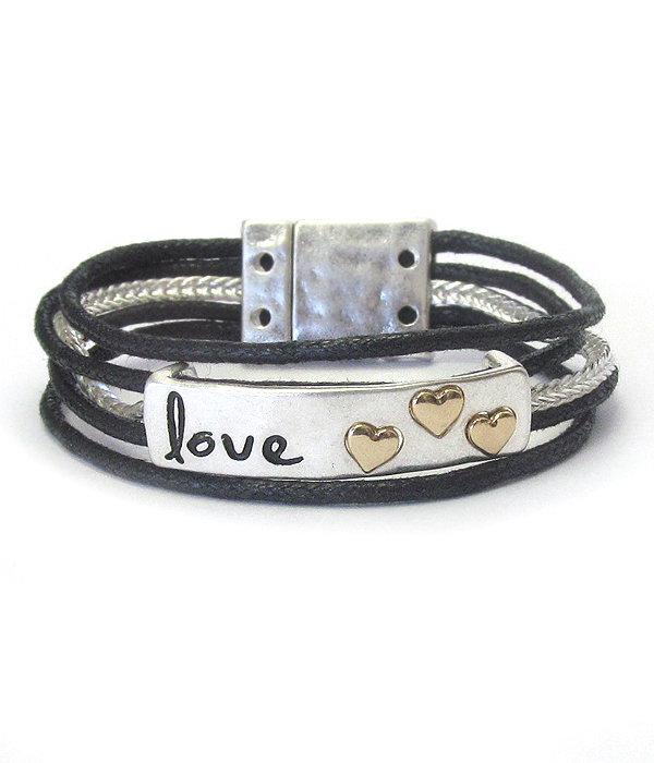 Inspiration message wax cord chain magnetic bracelet -