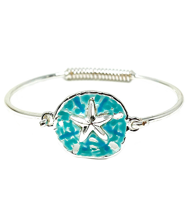 Sealife theme wire bangle bracelet - sand dollar