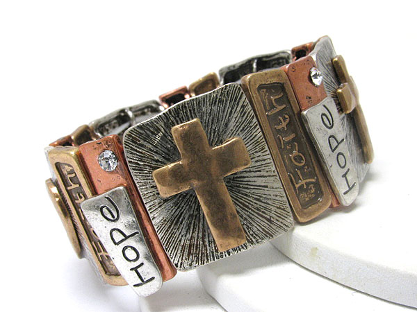 Faith and hope message stretch metal bracelet