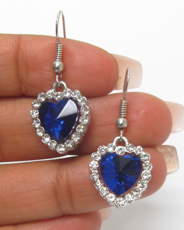 Heart crystal drop earrings 