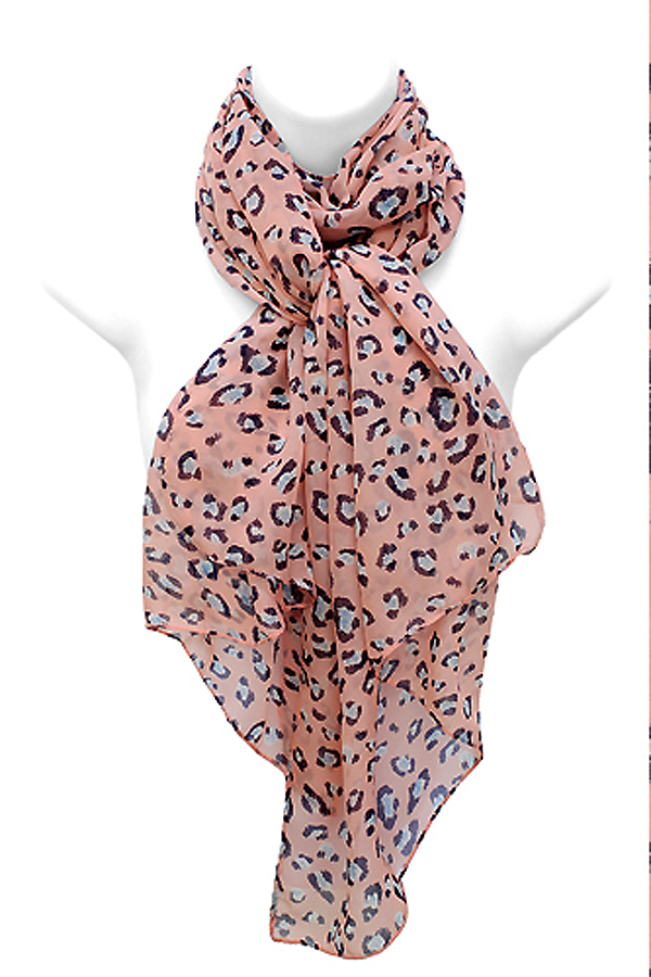 Leopard print chiffon scarf