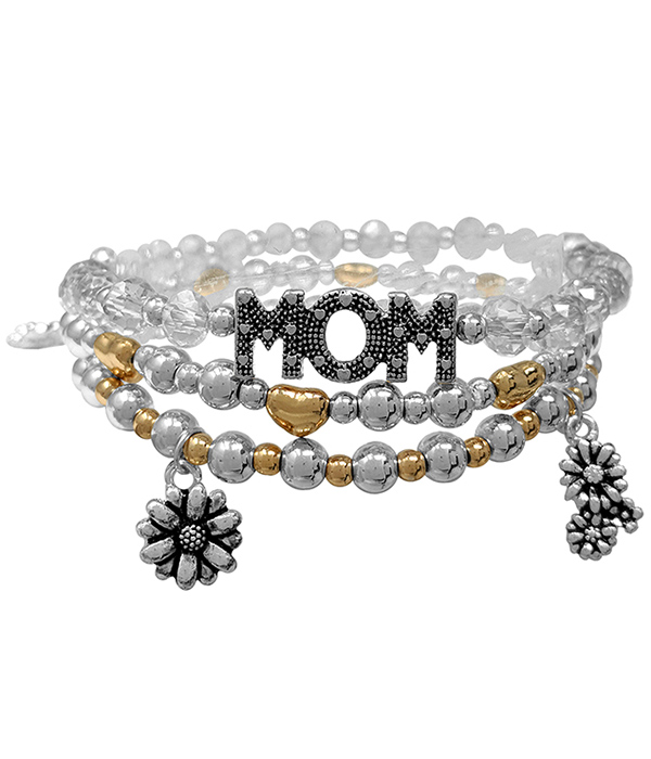 Mother theme multi bead coiled bracelet