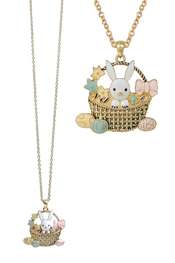 Easter theme epoxy bunny pendant necklace