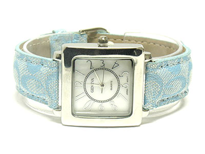 Designer pattern inspired leather band watch