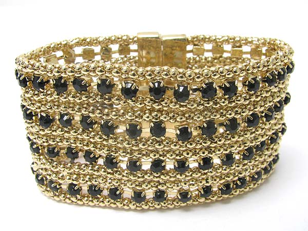 Crystal and metal chain stretch bracelet