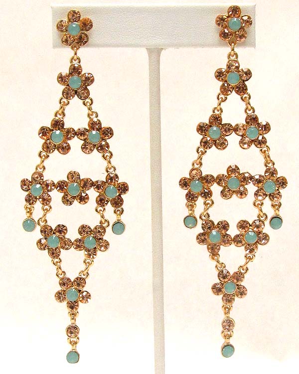 Multi crystal flower deco drop party earring