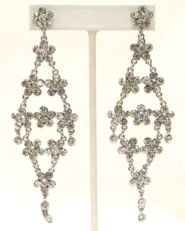 Multi crystal flower deco drop party earring