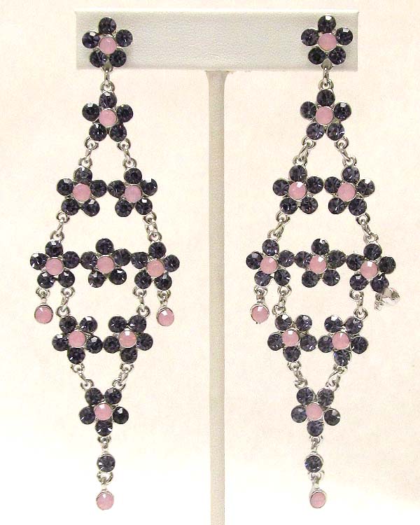 Multi crystal flower deco drop party earring