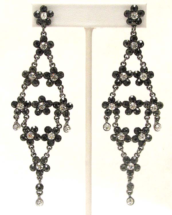 Multi crystal flower deco drop party earring