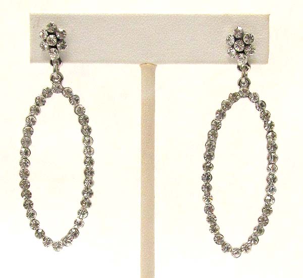 Crystal flower and oval drop party earring