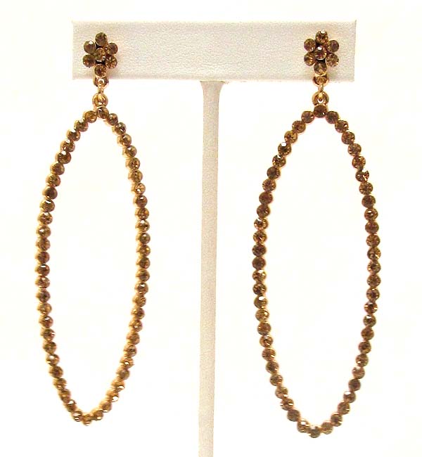 Crystal flower and oval drop party earring