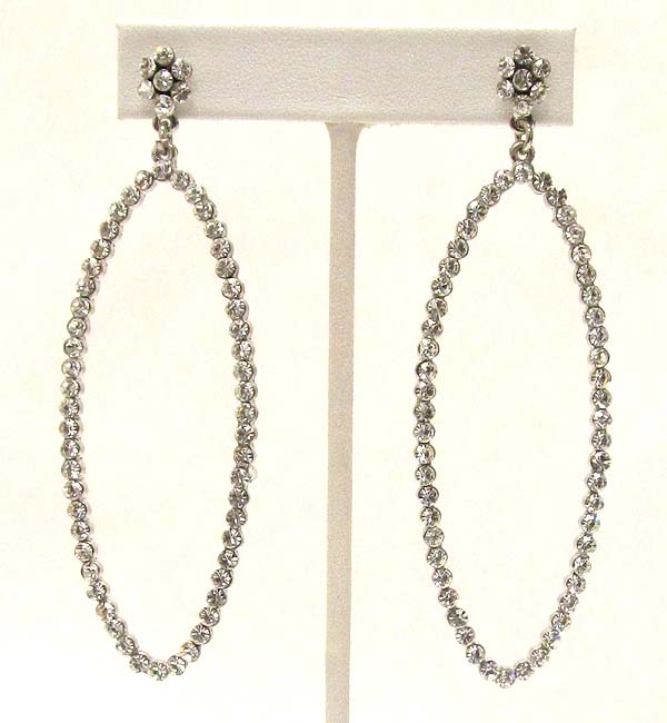 Crystal flower and oval drop party earring