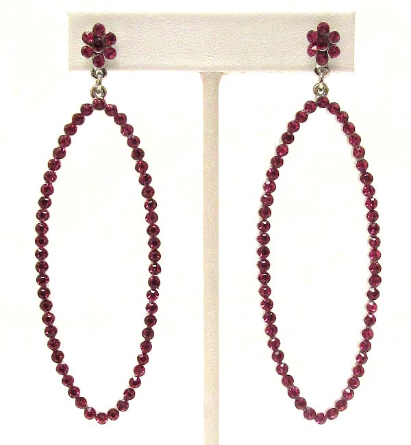 Crystal flower and oval drop party earring