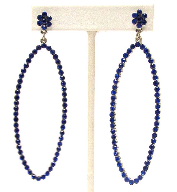 Crystal flower and oval drop party earring