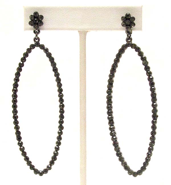 Crystal flower and oval drop party earring