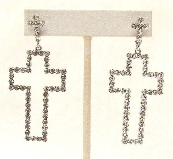 Crystal deco cross earring