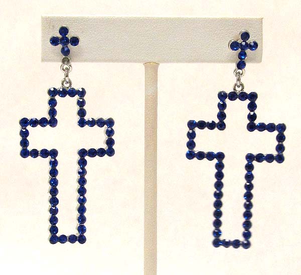 Crystal deco cross earring