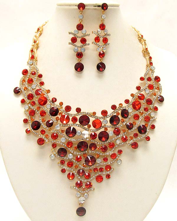 Luxury class victorian style austrian crystal deco drop party necklace and earring set