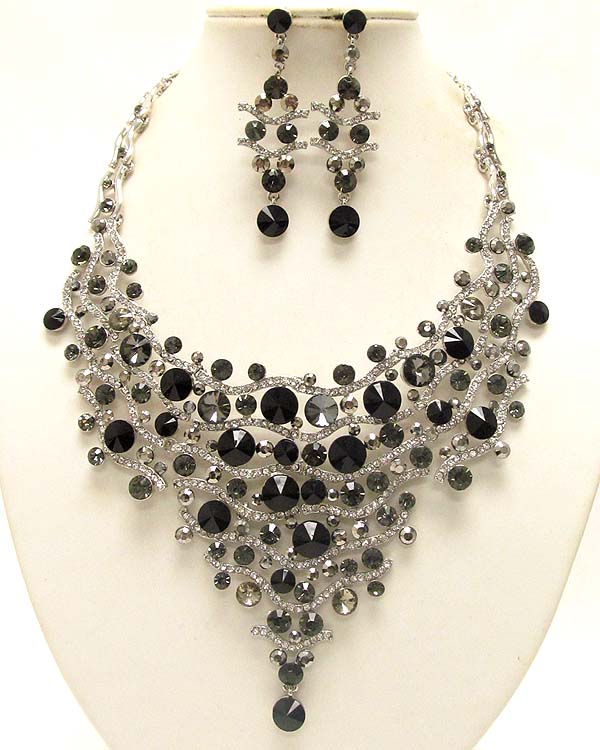 Luxury class victorian style austrian crystal deco drop party necklace and earring set