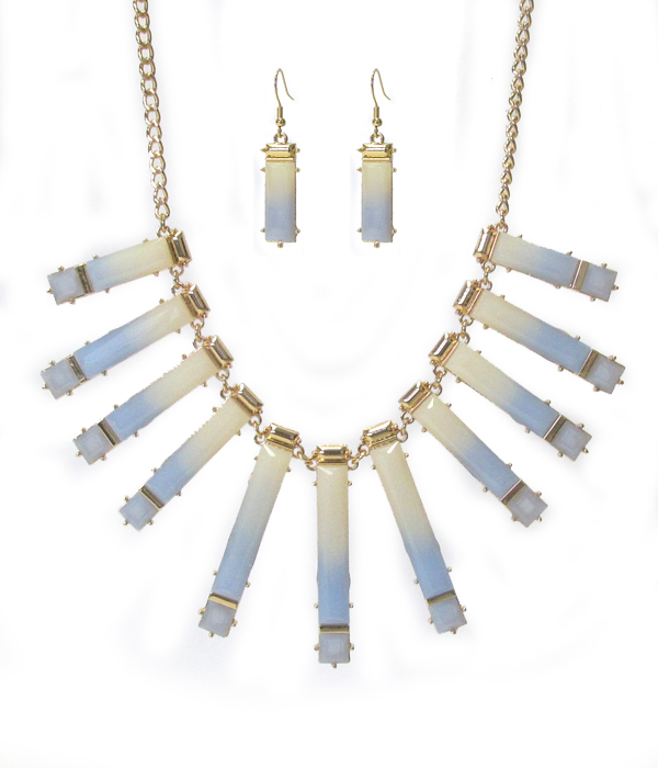 Gradient acrylic bar tribal style necklace set