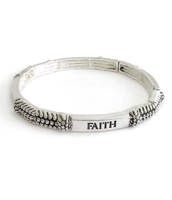 DESIGNER TEXTURED STRETCH BRACELET - FAITH