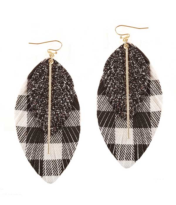 GLITTER AND BUFFALO PALID LEATHERETTE FRINGE EARRING