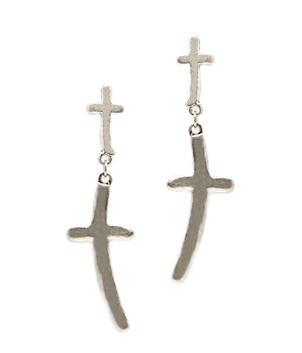 METAL CROSS EARRING