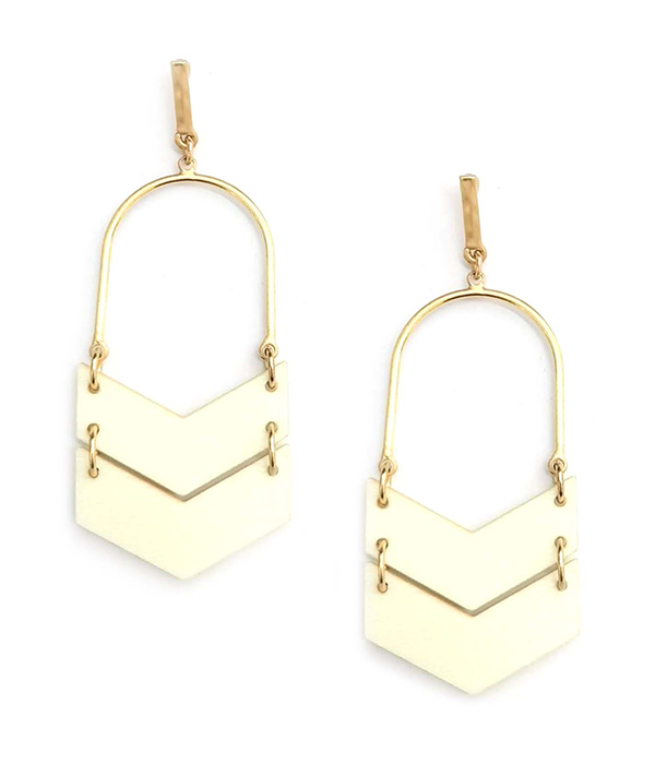 Wood chevron drop earring
