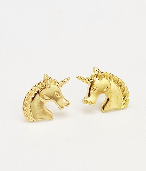 Metal unicorn stud earring