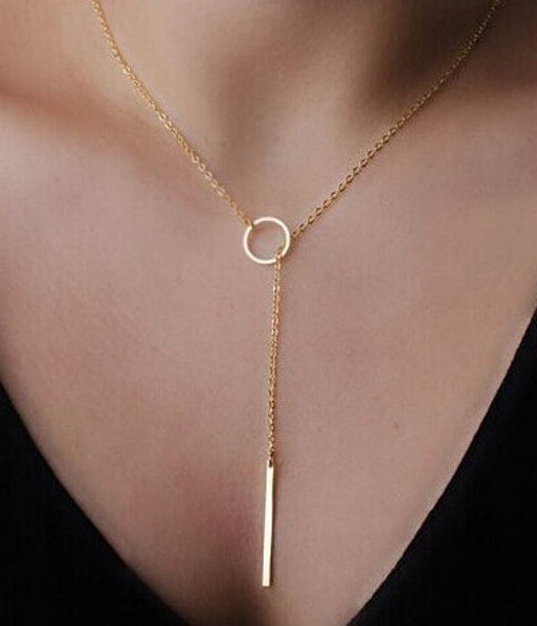 Bar drop y shape chain necklace -  etsy style