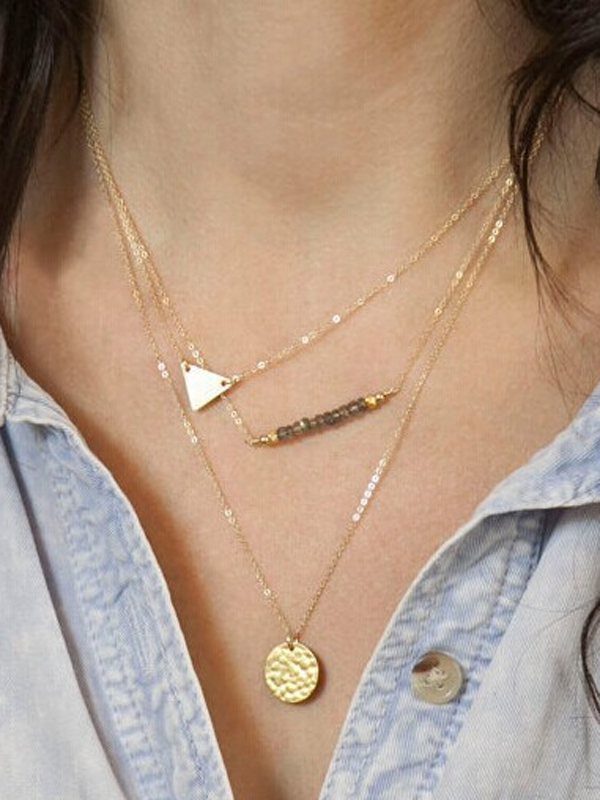 Multi layer metal chain necklace -  etsy style